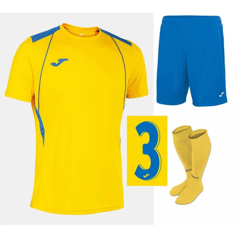 Older Kids Numbered Full Player Kit - Yellow-Royal