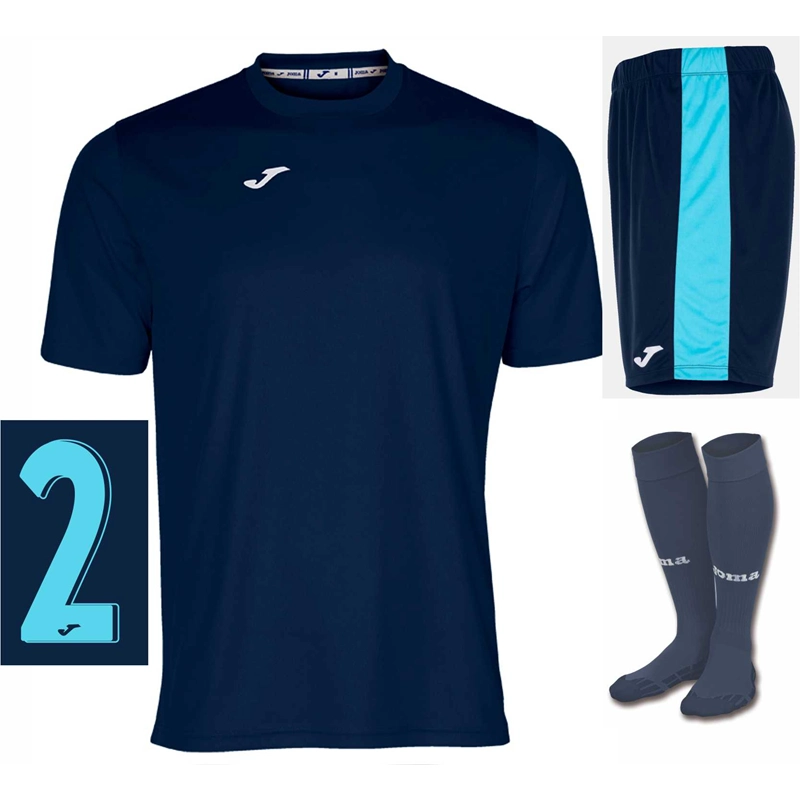 Older Kids Numbered Full Player Kit #10 - Dark Navy-Turquoise Fluor