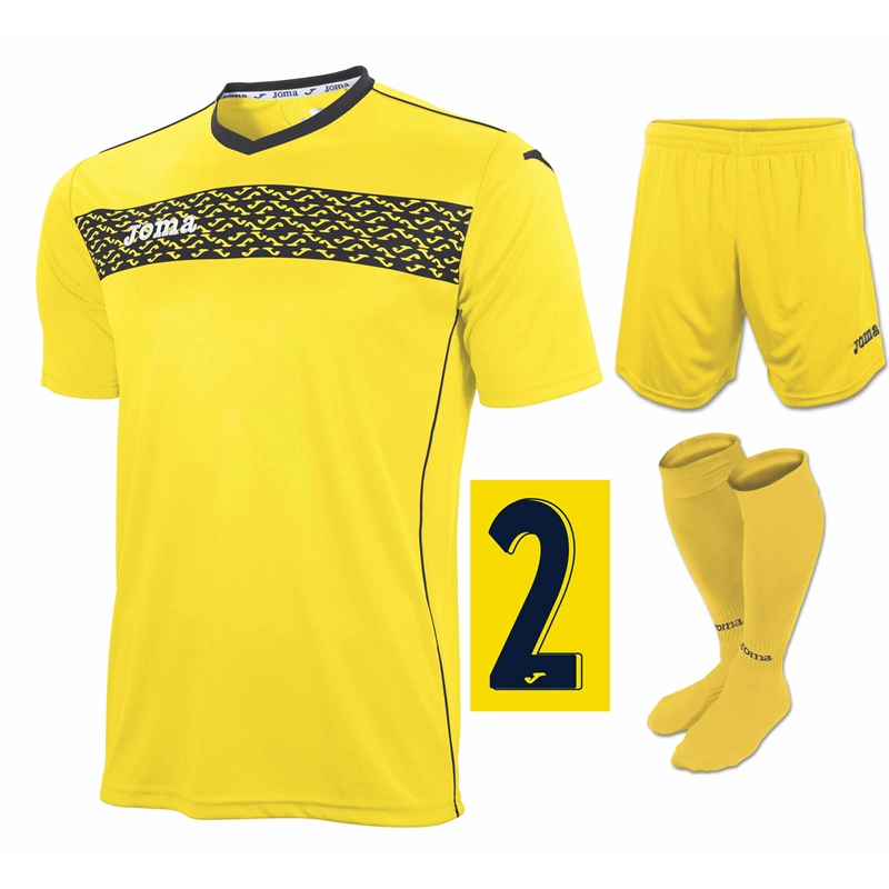 Adult Numbered Full Player Kit #21 - Yellow-Black